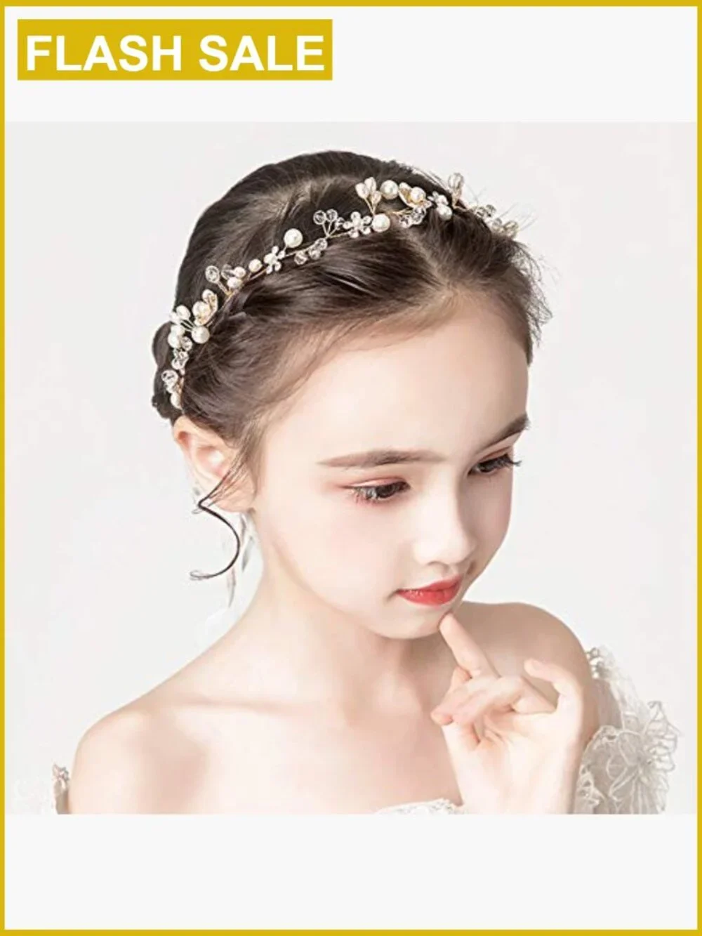 Princess Pearl Flower Headband Hair Accessory for Kids Wedding Flower Girl